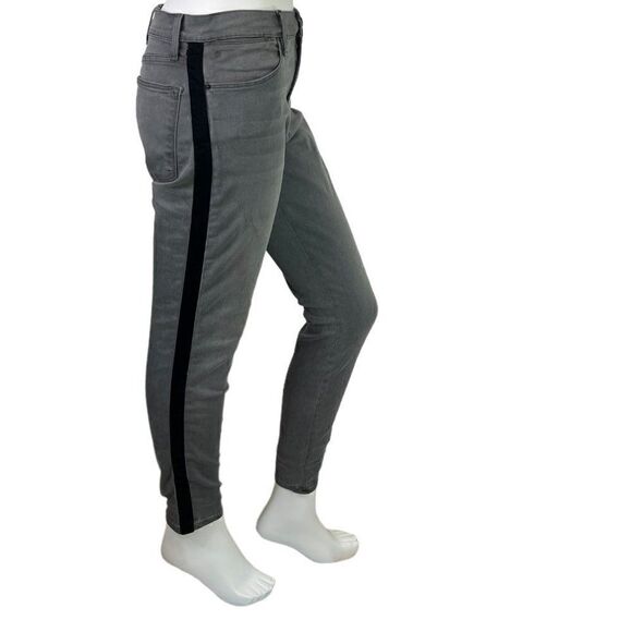 Frame Denim Le High Skinny Jeans in Gray Grimes Wash Velvet Tux Stripe Size 31 - Picture 6 of 9